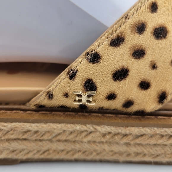 SAM EDELMAN Korina Tan Cheetah Print Platform Sandal Sz 7.5 - Picture 10 of 12